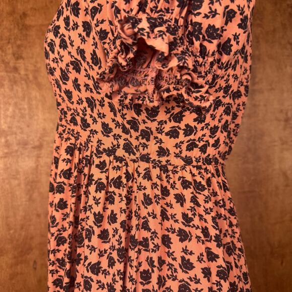 Patrons of Peace XS Adrian puff sleeve midi hi-low dress pink and black floral - Picture 12 of 15